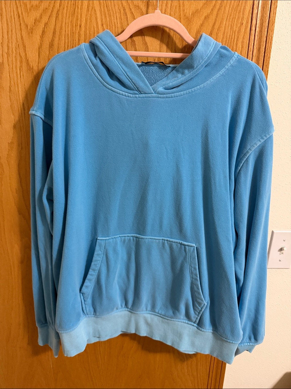 Zenana Outfitters Light Blue Hooded Pullover Sweater